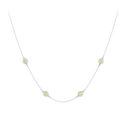 Bezel-Set Round Stone Station Necklace in 925 Sterling Silver with Peridot and Blue Sapphire