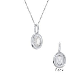 Oval Frame Stone Necklace With Back Initial