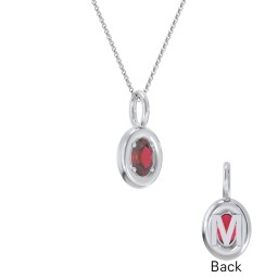 Oval Frame Stone Necklace With Back Initial