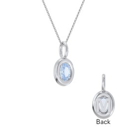 Oval Frame Stone Necklace With Back Initial