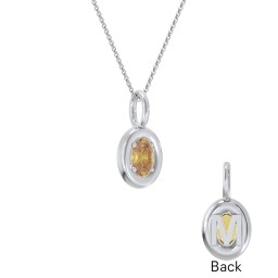 Oval Frame Stone Necklace With Back Initial