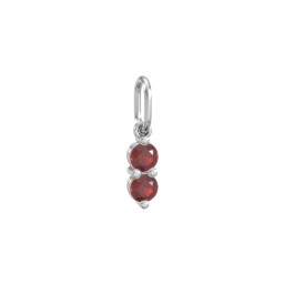 2 Gemstone Vertical Charm in 925 Sterling Silver with Garnet