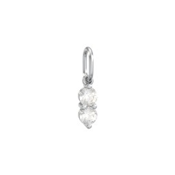 2 Gemstone Vertical Charm in 925 Sterling Silver with Cubic Zirconia