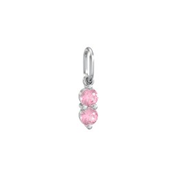 2 Gemstone Vertical Charm in 925 Sterling Silver with Pink Tourmaline