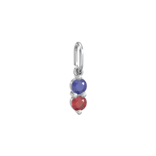 2 Gemstone Vertical Charm – Sterling Silver with Blue Sapphire and Garnet