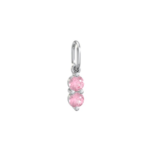 2 Gemstone Vertical Charm – Sterling Silver with Pink Tourmaline