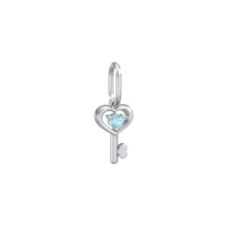 Heart Key Charm with Gemstone in 925 Sterling Silver