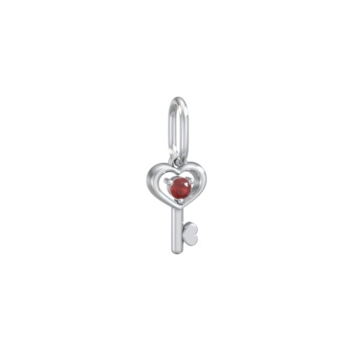 Heart Key Charm with Gemstone