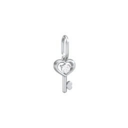 Heart Key Charm with Gemstone in 925 Sterling Silver with Diamond