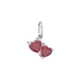 Double Heart Gemstone Charm
