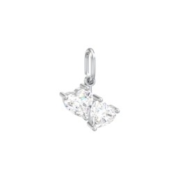 Double Heart Gemstone Charm in 925 Sterling Silver with Diamond