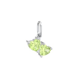 Double Heart Gemstone Charm in 925 Sterling Silver with Peridot