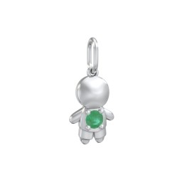 Little Boy Charm with Gemstone in 925 Sterling Silver with Emerald