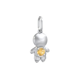 Little Boy Charm with Gemstone in 925 Sterling Silver with Citrine