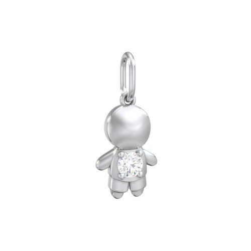 Little Boy Charm with Gemstone – Sterling Silver with Diamond