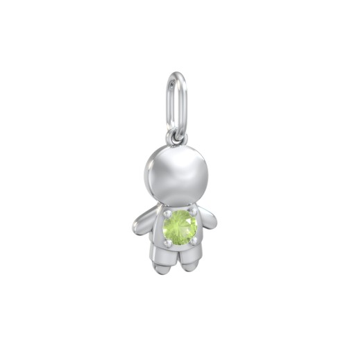 Little Boy Charm with Gemstone – Sterling Silver with Peridot