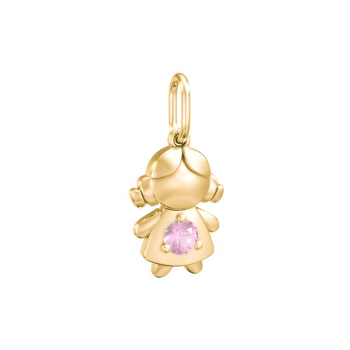Little Girl Charm with Gemstone – 10K Yellow Gold with Pink Tourmaline