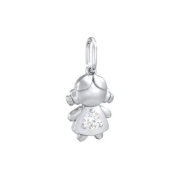 Little Girl Charm with Gemstone in 925 Sterling Silver with Diamond