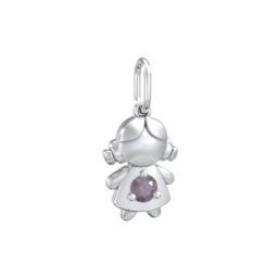 Little Girl Charm with Gemstone in 925 Sterling Silver with Alexandrite