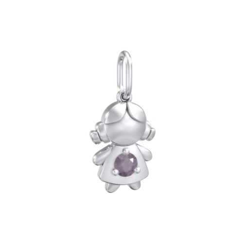 Little Girl Charm with Gemstone – Sterling Silver with Alexandrite