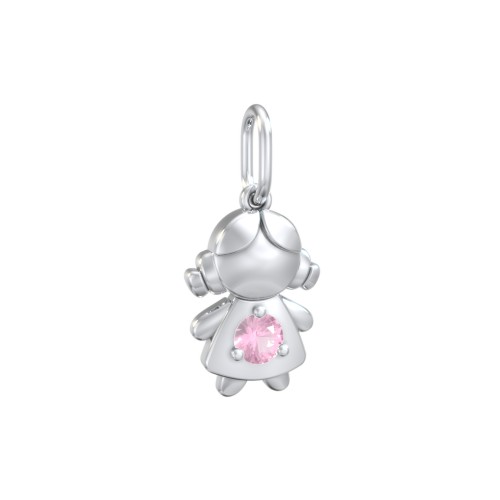 Little Girl Charm with Gemstone – Sterling Silver with Pink Tourmaline