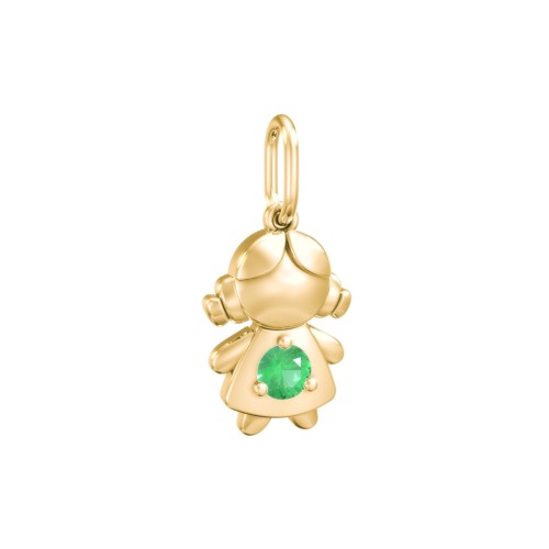 Little Girl Charm with Gemstone – 10K Yellow Gold with Emerald