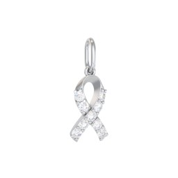 Pavé Awareness Ribbon Charm in 925 Sterling Silver with Diamond