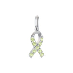 Pavé Awareness Ribbon Charm in 925 Sterling Silver with Peridot