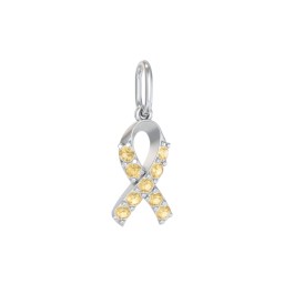 Pavé Awareness Ribbon Charm in 925 Sterling Silver with Citrine