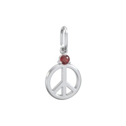 Peace Charm with Gemstone in 925 Sterling Silver with Garnet