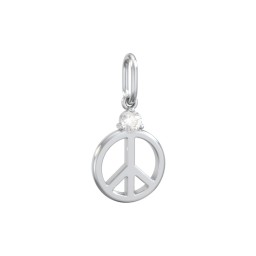 Peace Charm with Gemstone in 925 Sterling Silver with Cubic Zirconia