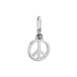 Peace Charm with Gemstone in 925 Sterling Silver with Smokey Quartz