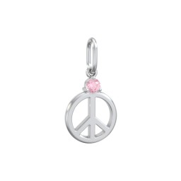 Peace Charm with Gemstone in 925 Sterling Silver with Pink Tourmaline
