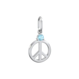 Peace Charm with Gemstone in 925 Sterling Silver with Blue Topaz