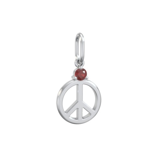 Peace Charm with Gemstone – Sterling Silver with Garnet