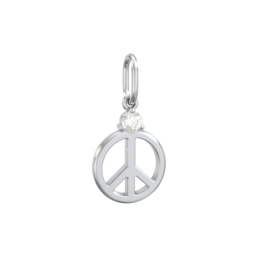 Peace Charm with Gemstone – Sterling Silver with Cubic Zirconia