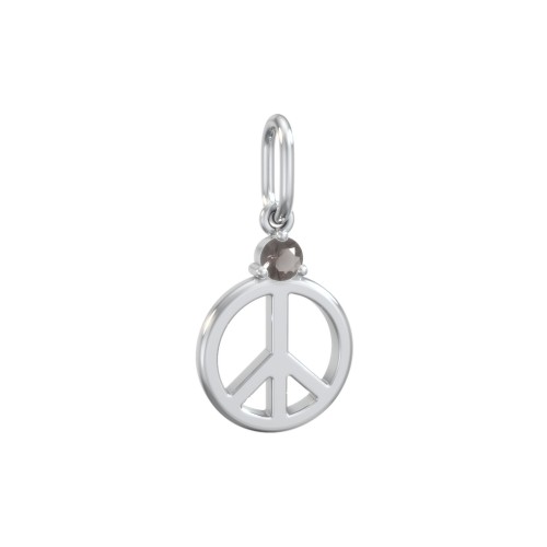 Peace Charm with Gemstone – Sterling Silver with Smokey Quartz