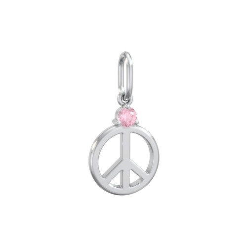 Peace Charm with Gemstone – Sterling Silver with Pink Tourmaline