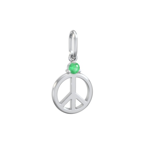 Peace Charm with Gemstone – Sterling Silver with Emerald