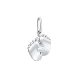 Baby Feet Gemstone Charm in 925 Sterling Silver with Aquamarine