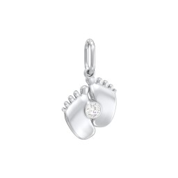 Baby Feet Gemstone Charm in 925 Sterling Silver with Diamond