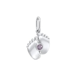 Baby Feet Gemstone Charm in 925 Sterling Silver with Alexandrite