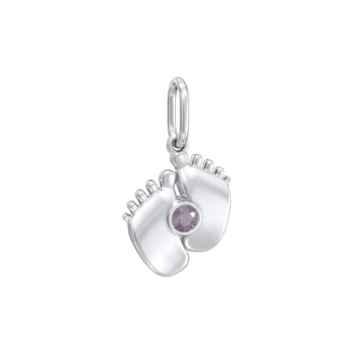 Baby Feet Gemstone Charm – Sterling Silver with Alexandrite