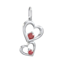 Tilted Hearts Charm with Gemstones