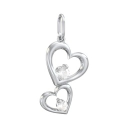 Tilted Hearts Charm with Gemstones