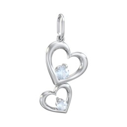 Tilted Hearts Charm with Gemstones