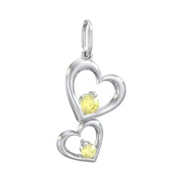 Tilted Hearts Charm with Gemstones