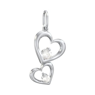 Tilted Hearts Charm with Gemstones