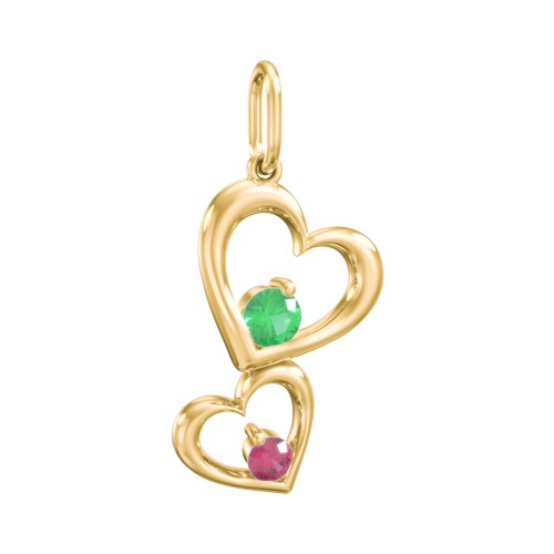 Tilted Hearts Charm with Gemstones