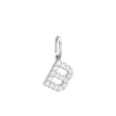 Pavé Initial Charm-B – 10K Yellow Gold with White Premium Zirconia